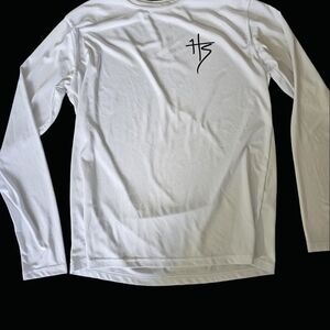 Men's White Long Sleeve Tee with Logo